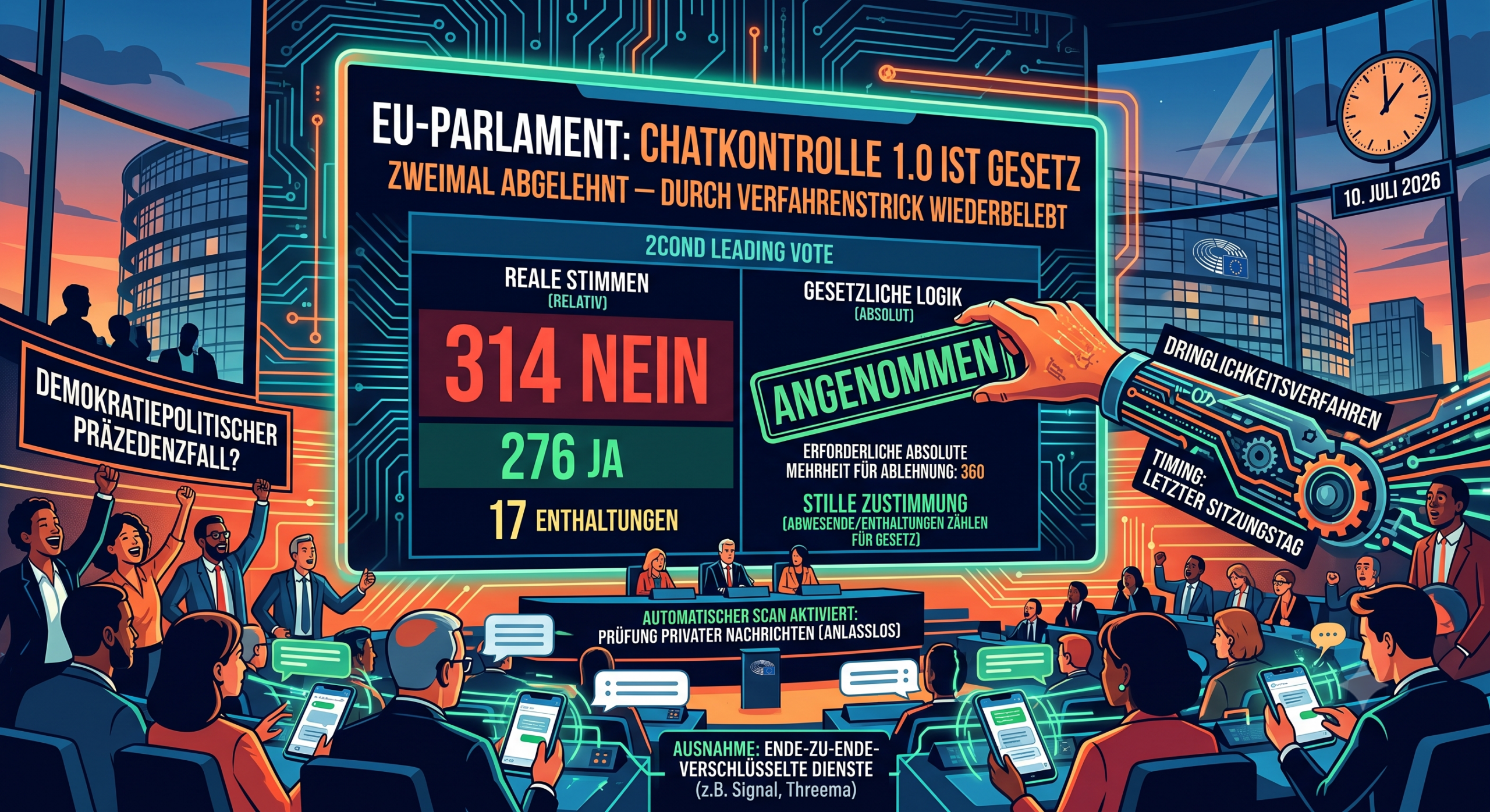 Chatkontrolle 1.0: Wie eine zweimal abgelehnte Verordnung doch Gesetz wird